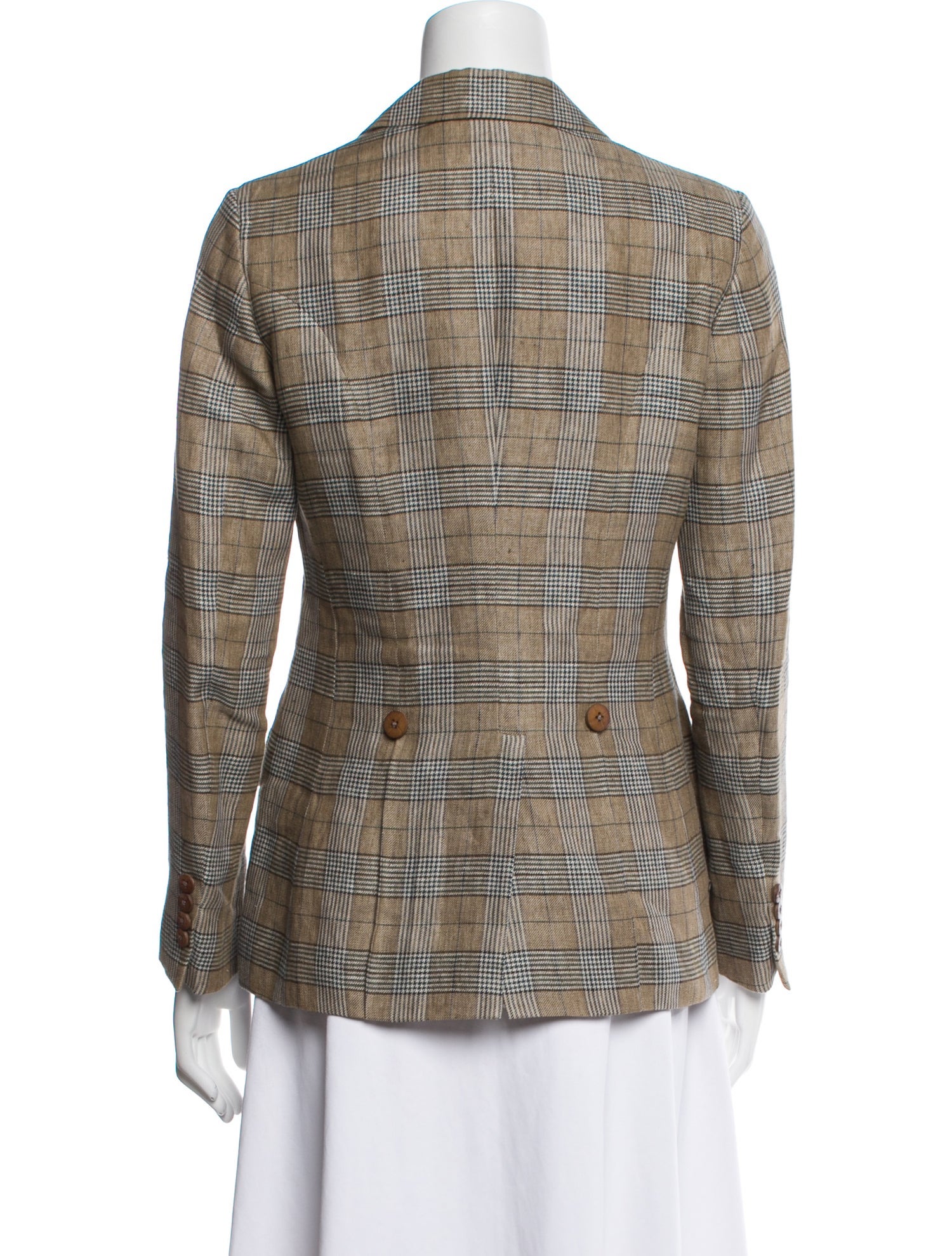 Paul Stuart Linen Plaid Print Blazer
